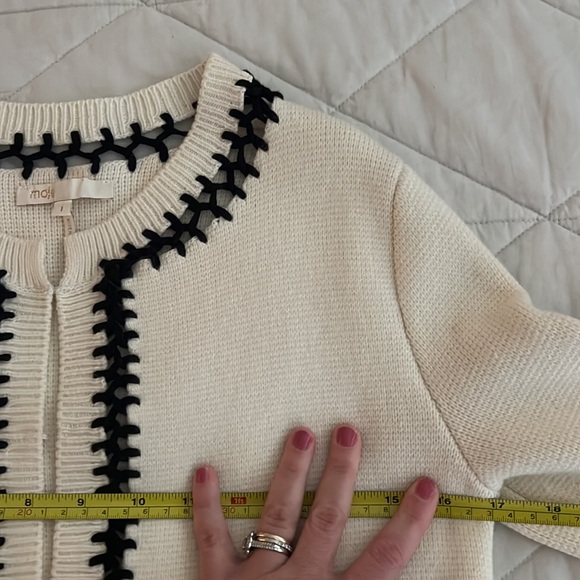 Maje Cream Knit Jacket with Black Detailing size 1 / small - Picture 13 of 16